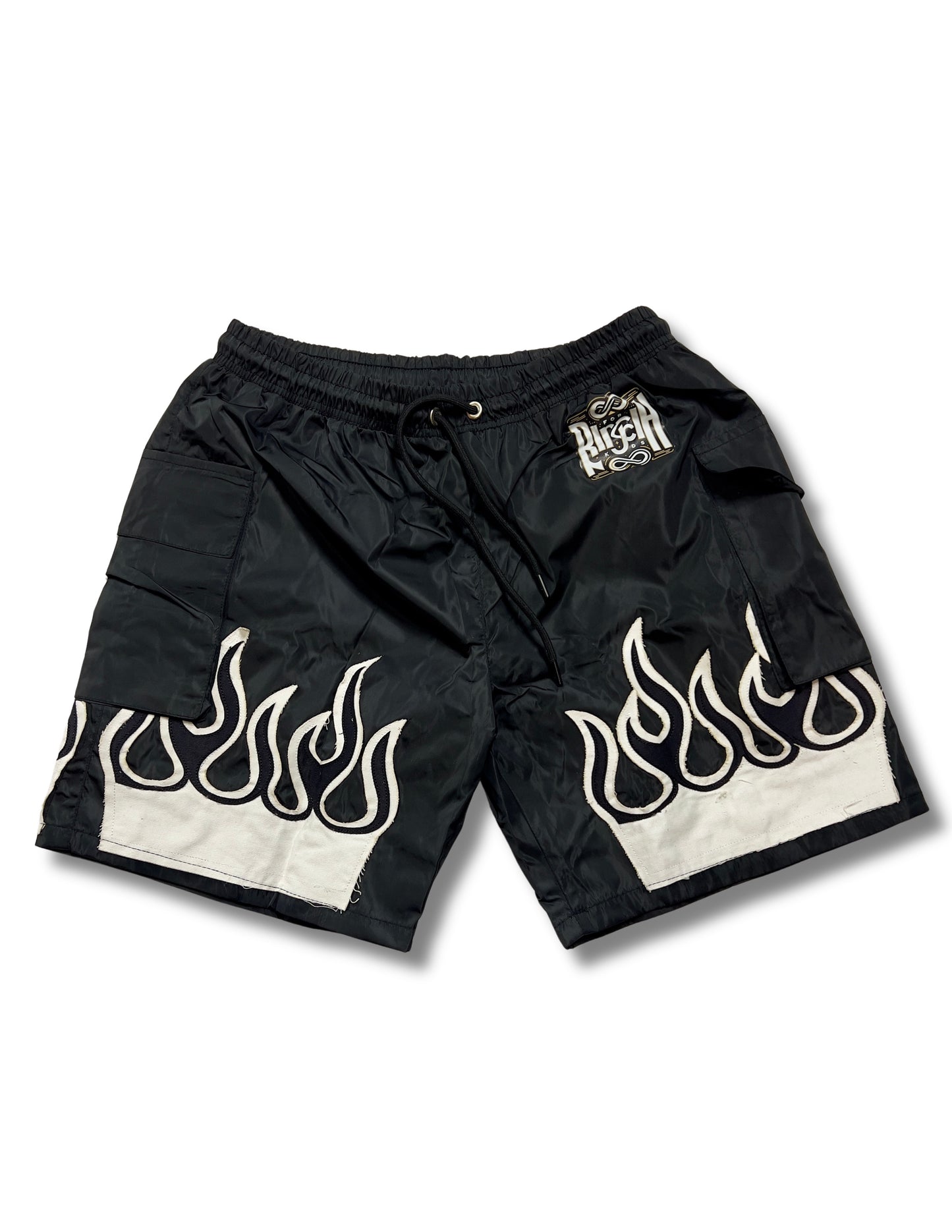 Youth Black and White Fire Short Set