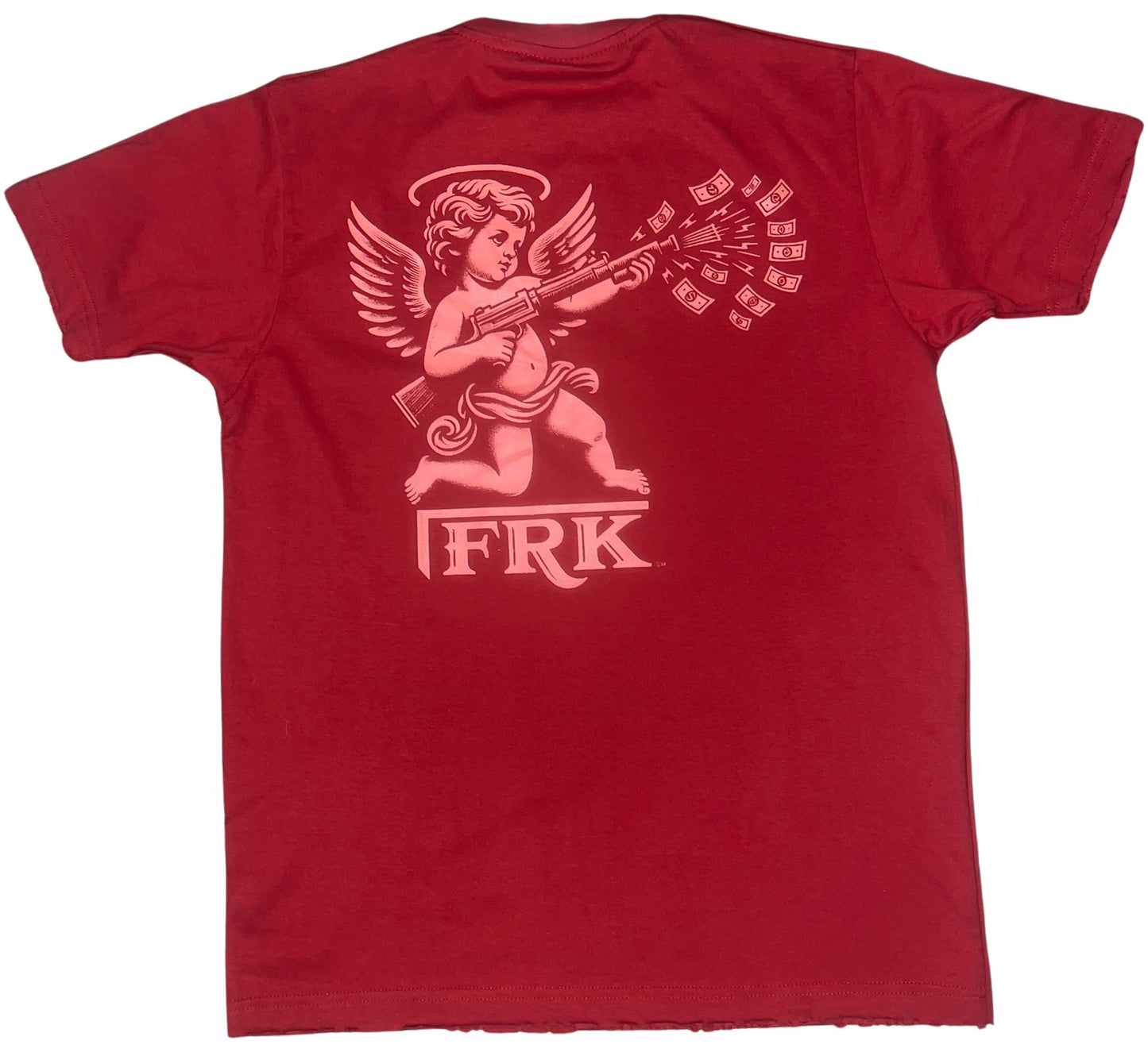 Adult Distressed Red & Peach T-Shirt